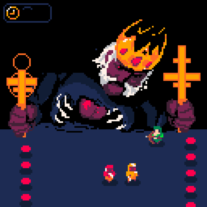 The player weaving through the master's minions and spell fire mid-run